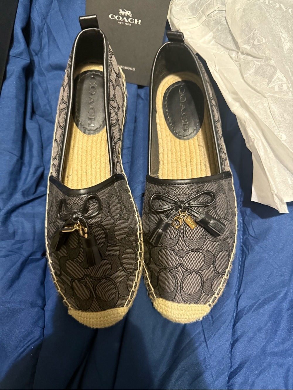 Coach Carson Espadrilles in Black with Jute Trim used 3 times - Picture 2 of 10
